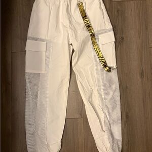 Off-White Beige Cargo Pants with Yellow Belt